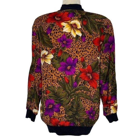Vintage 90s Jumpsuit Jacket Set 10 Petite Leopard Jungle Floral - Picture 9 of 10